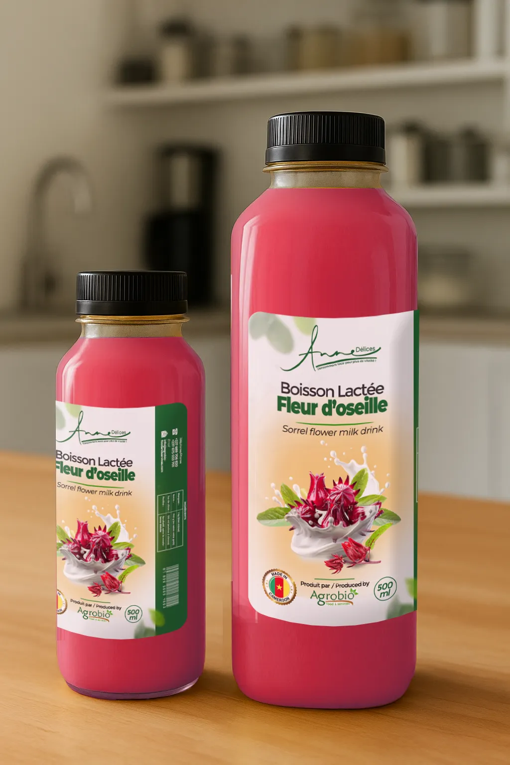 Boisson lactée au Bissap (fleurs d'oseille) – 330 ml / 1 Litre